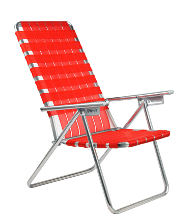 SILLON 5 POSICIONES CAÑO ALUMINIO 7/8 CINTA ROJA 2108 PIKNIK APOYA BRAZOS ALUMINIO - 130KG