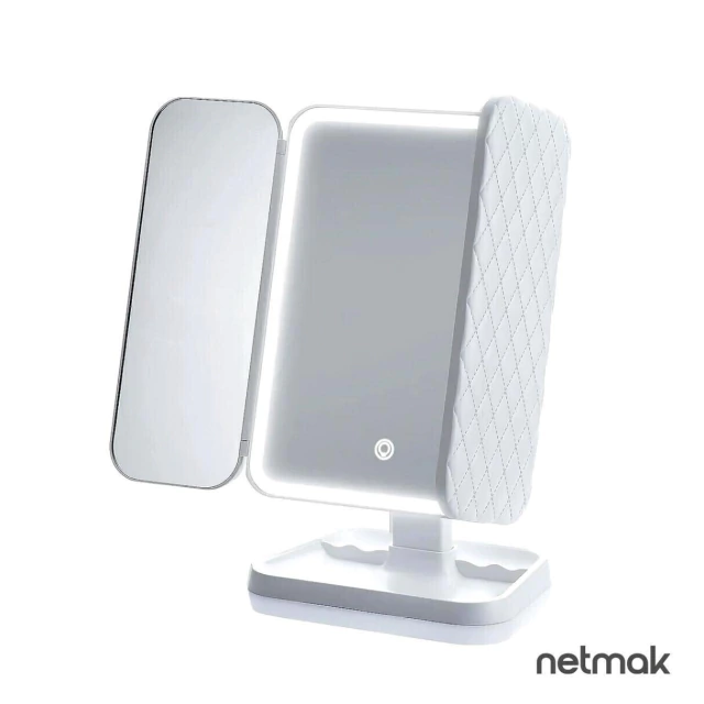 ESPEJO DE MAQUILLAJE TRIPLE CON LUZ LED NM-MIRROR