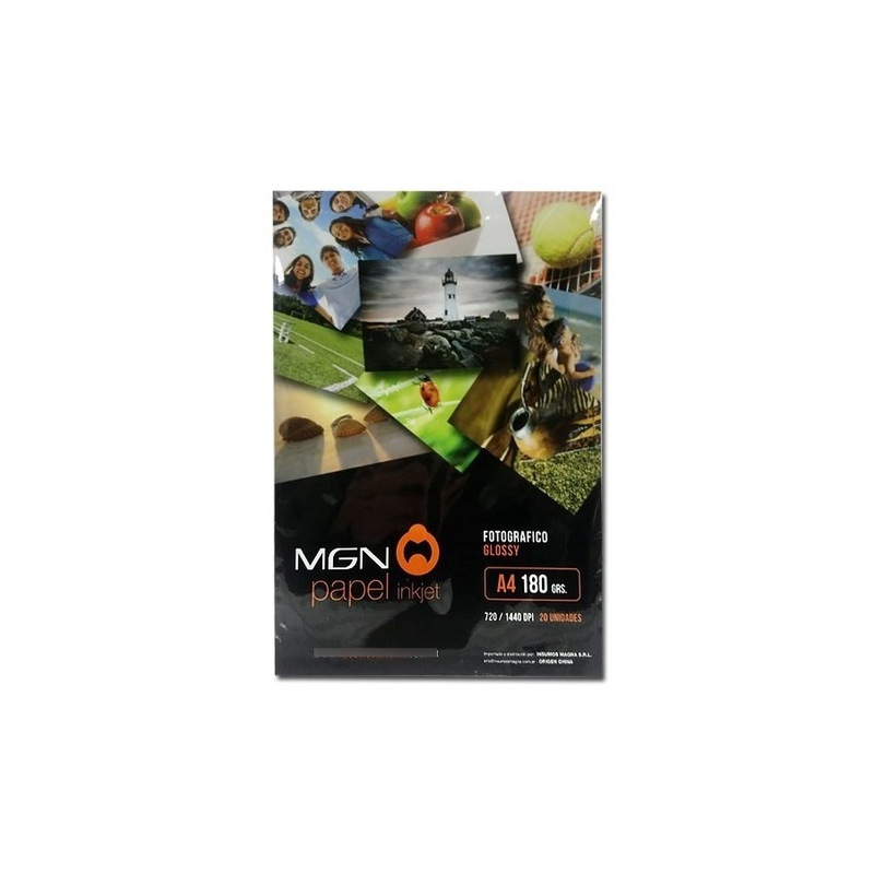 PAPEL A4 FOTO 180GR GLOSSY MAGNA 20 HOJAS