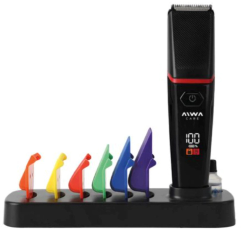 CORTA CABELLO Y BARBA AIWA CON 6 PEINES FIJOS CON BASE-