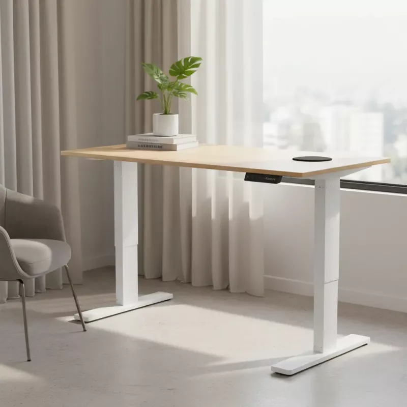 ESCRITORIO ARMADO REGULABLE COLOR BLANCO STDESK GLOBAL 120X60