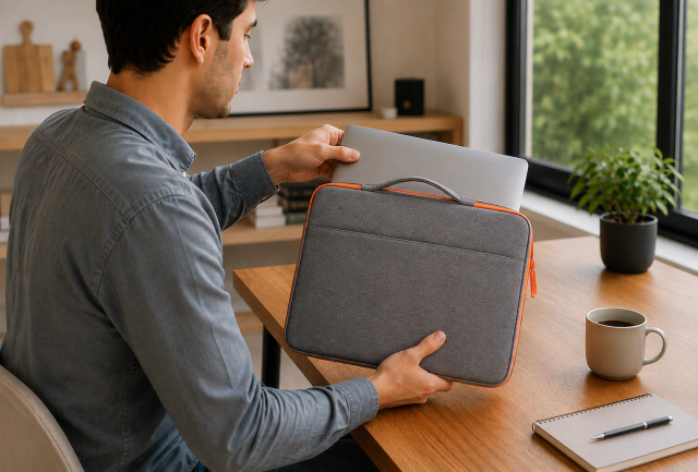 FUNDA NOTEBOOK CDTEK 15,6 CORDURA C/BOLSILLO ORANGE GRIS