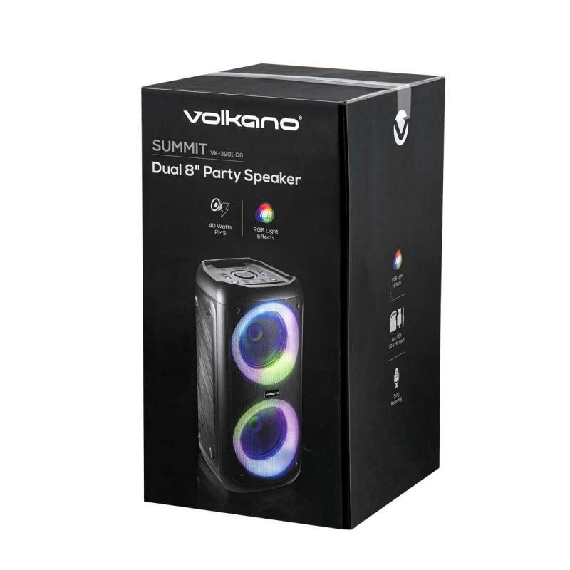 PARLANTE BLUETOOTH VOLKANO DUAL 8" 40W RMS VK-3901-D8