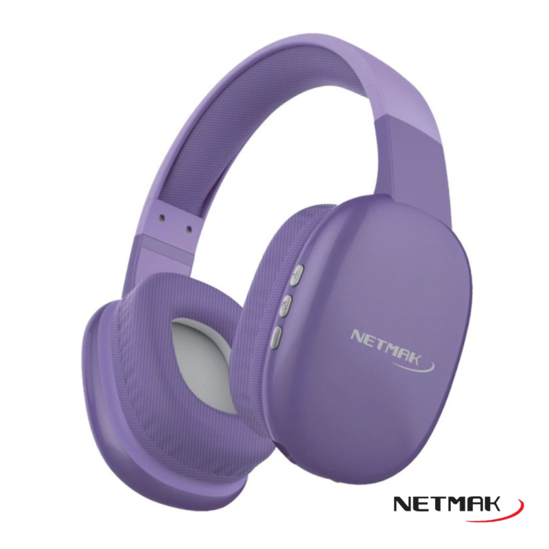 AURICULAR BLUETOOTH/CABLE NETMAK PURPLE NM-VOLT-P