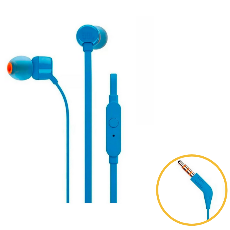 AURICULAR JBL T110 AZUL C/MIC
