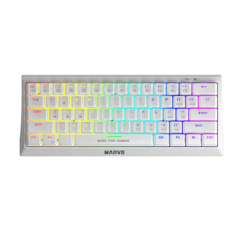 TECLADO USB GAMER MARVO KG962WH SP-R  60% MECANICO SWITCH RED