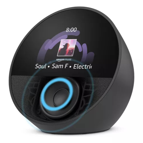 PARLANTE CON RELOJ - ASISTENTE ALEXA ECHO SPOT SPEAKER NEGRO 2 GEN 2024 (NO INCLUYE CARGADOR)