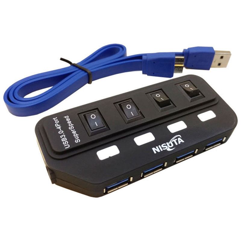 HUB USB 3.0 4P  NISUTA NSUH0431 C/BOTON DE APAGADO