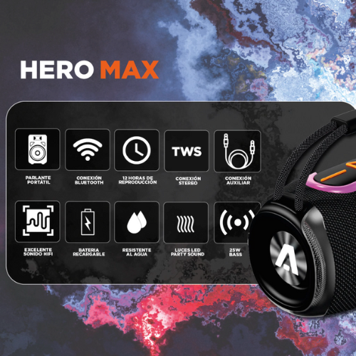 PARLANTE BT PORTATIL ALIVER ALS-HERO MAX -HP1 NEGRO