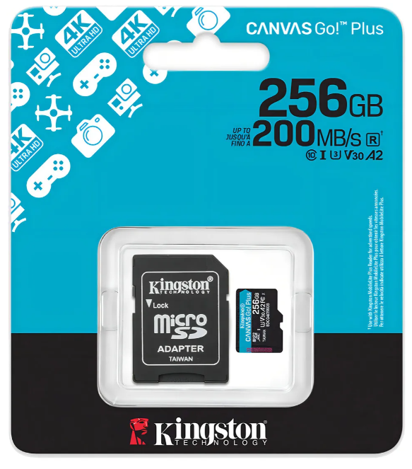 MEM MICRO SDXC 256GB V30 U3 A2 CANVAS GO PLUS G4 KINGSTON SDCG4