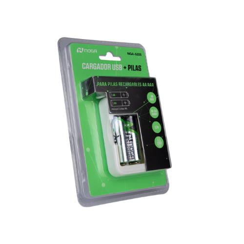 CARGADOR DE PILA X4 AAA AA + 2 PILAS AA 2700 NOGA NGA-5200