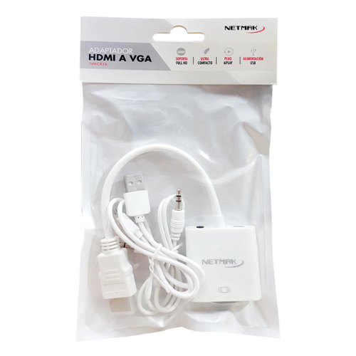 CONVERSOR HDMI A VGA NM-C81A NETMAK CON AUDIO Y ALIMENTACION