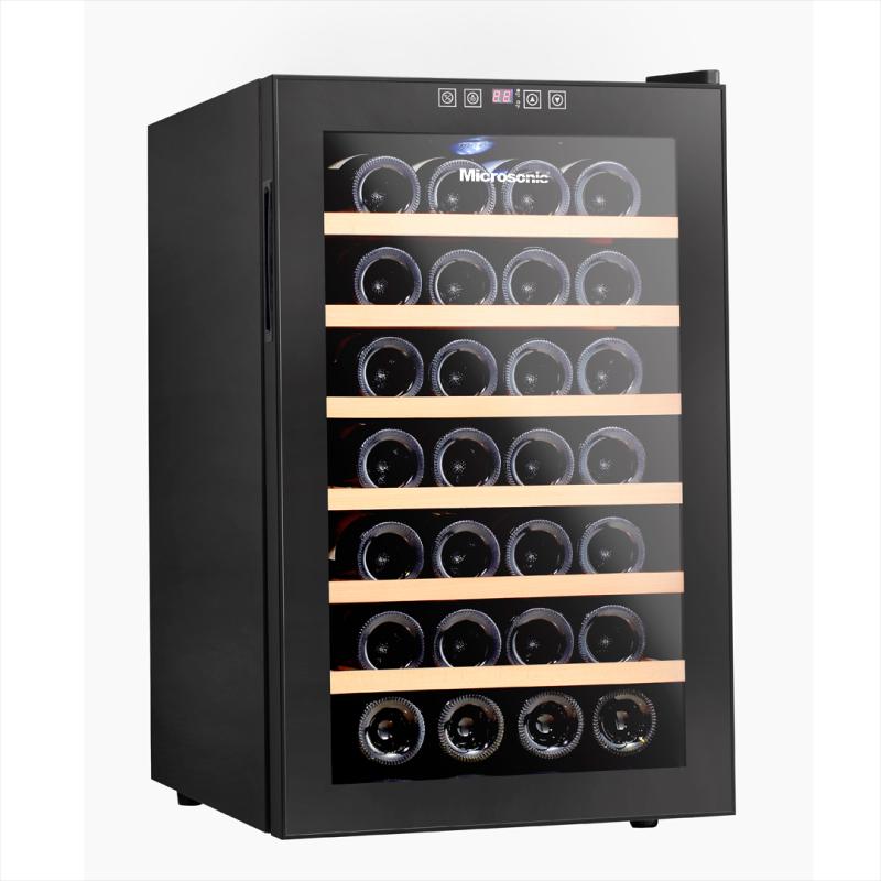 Cava para vinos Microsonic 28 botellas con estantes de madera