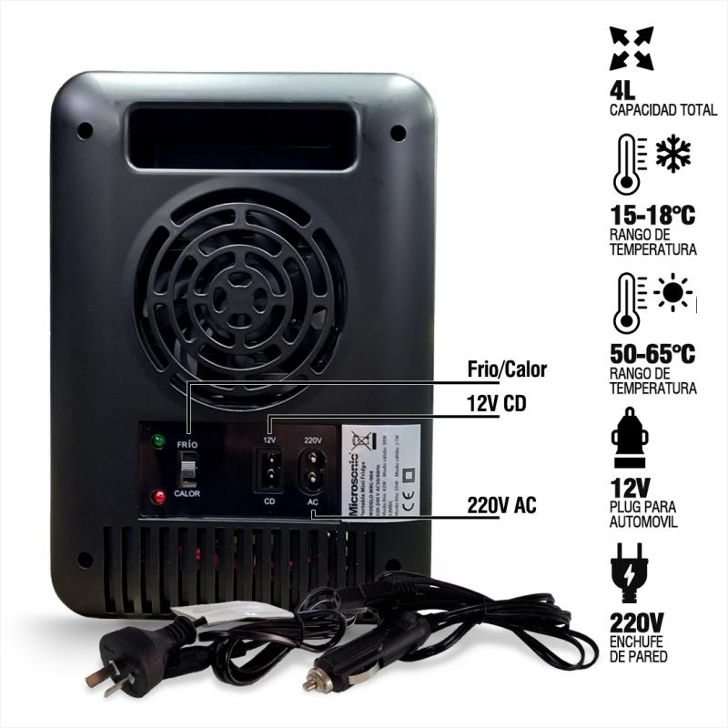 Conservadora Eléctrica Microsonic Frio Calor Microsonic 4lts Negro