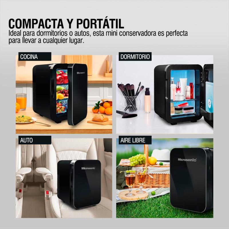 Conservadora Eléctrica Microsonic Frio Calor Microsonic 4lts Negro