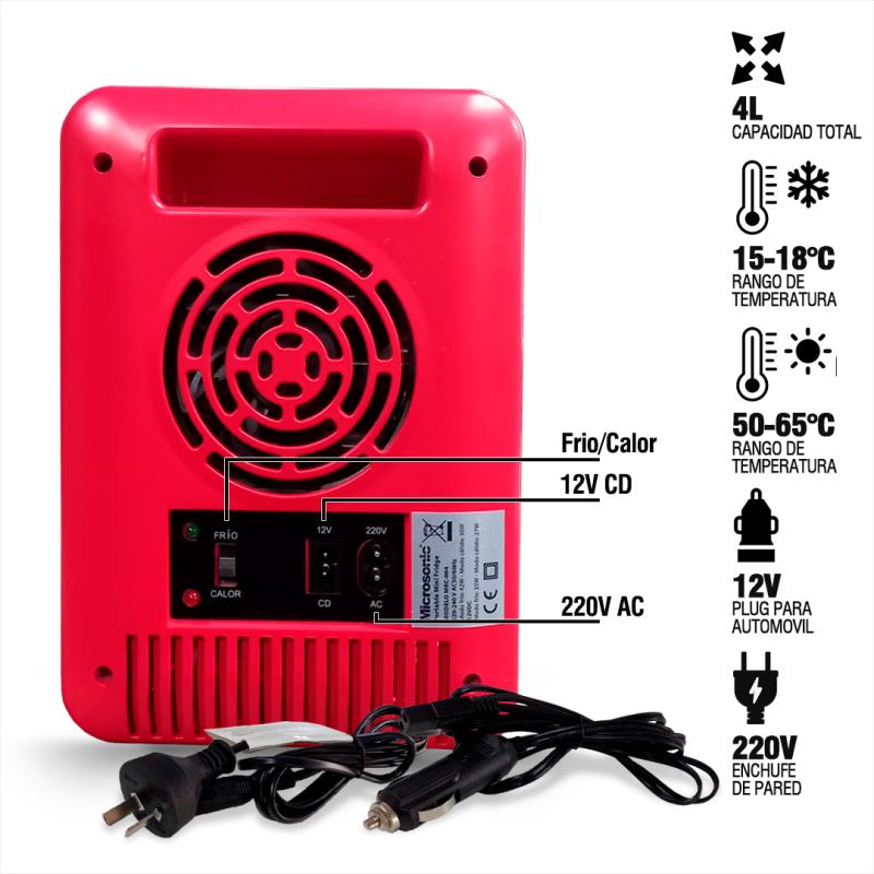 Conservadora Eléctrica Microsonic Frio Calor Microsonic 4lts Rojo