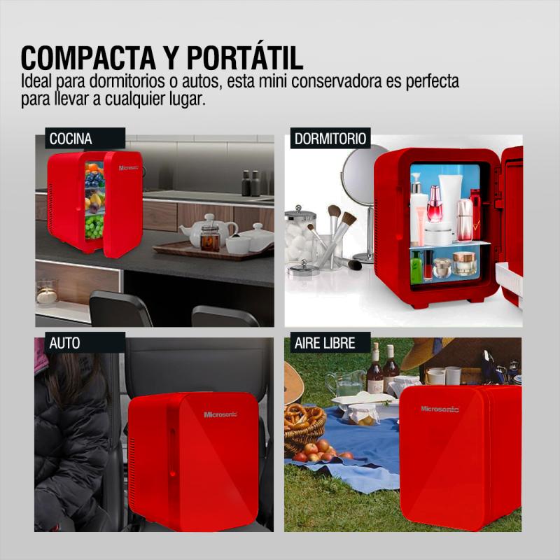 Conservadora Eléctrica Microsonic Frio Calor Microsonic 4lts Rojo