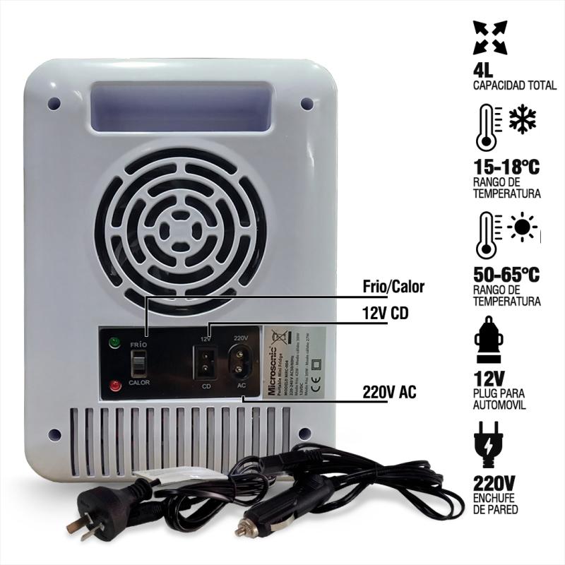 Conservadora Eléctrica Microsonic Frio Calor Microsonic 4lts Blanco