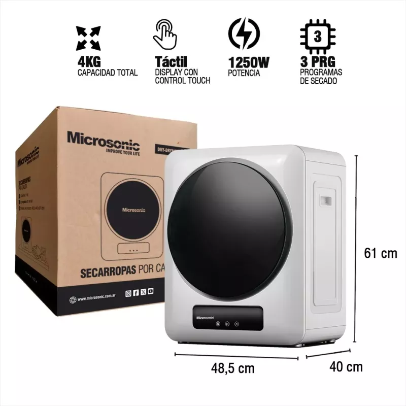 Secarropas Por Calor Carga Frontal Microsonic 4kg