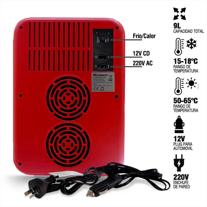 Conservadora Eléctrica Microsonic Frio Calor Microsonic 9lts Rojo