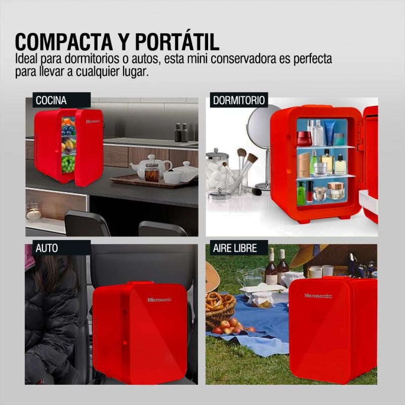 Conservadora Eléctrica Microsonic Frio Calor Microsonic 9lts Rojo