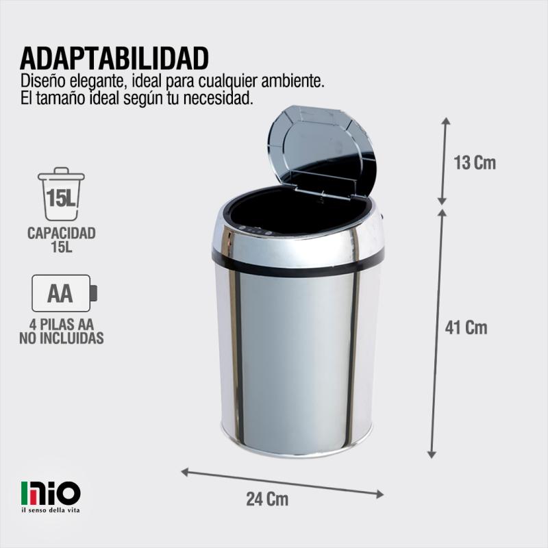 Cesto de basura automático Mio 15 litros plateado