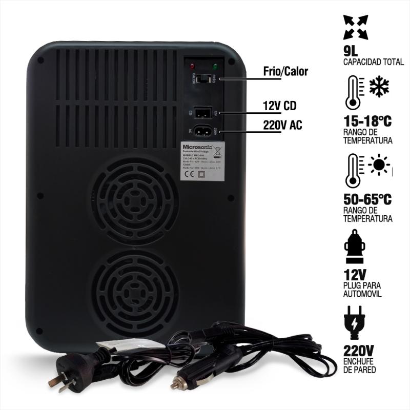 Conservadora Eléctrica Microsonic Frio Calor Microsonic 9lts Negro