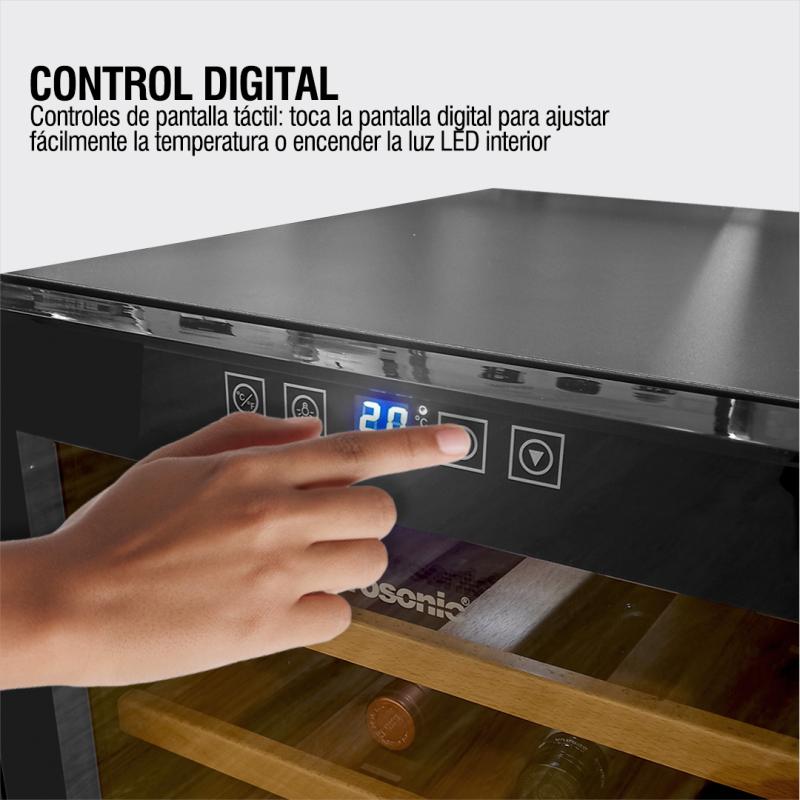 Cava para vinos Microsonic 16 botellas con estantes de madera