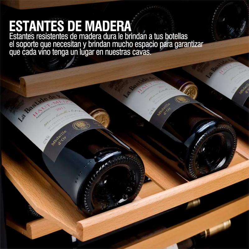 Cava para vinos Microsonic 16 botellas con estantes de madera